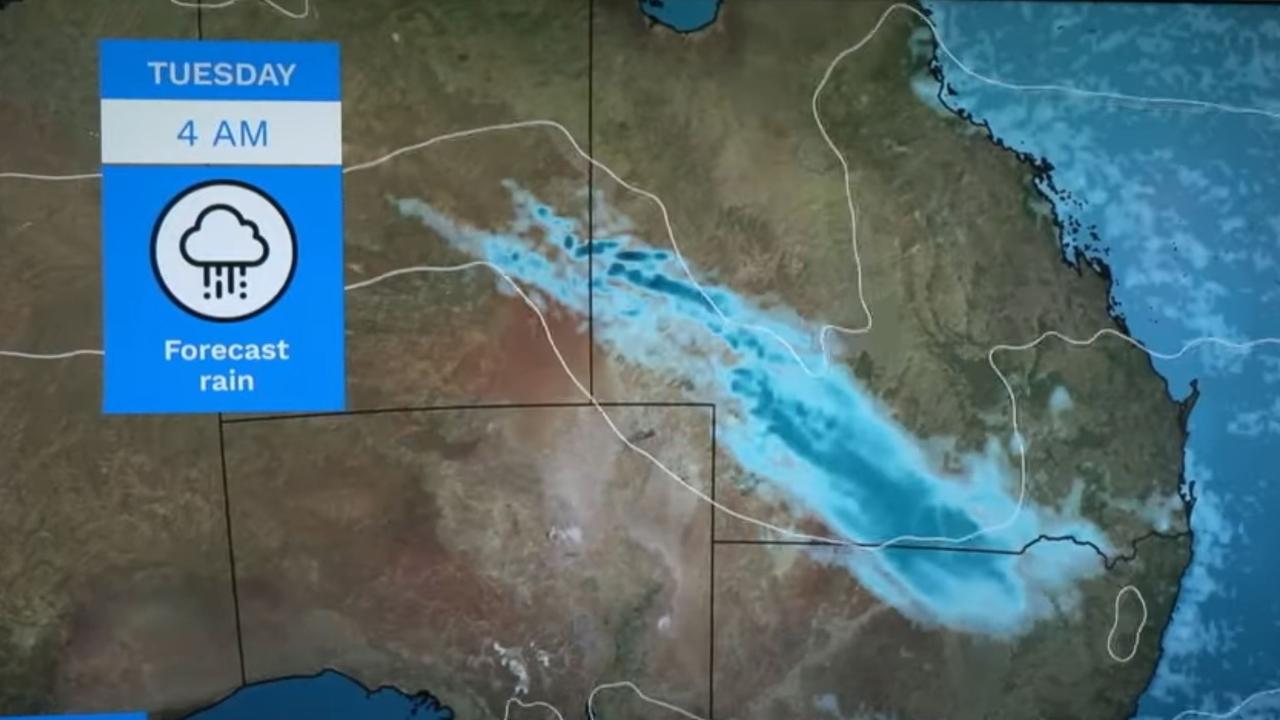 On Monday, the weather system will continue to move east potentially amplifying as it hits southern Queensland and northern NSW. Picture: BOM