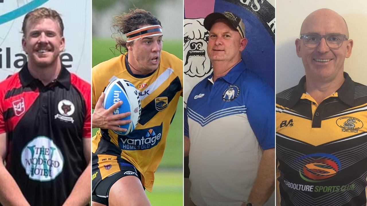 Stanley River Wolves signing Gareth Friedrich, Noosa Pirates new player-coach Tom Murphy, Beerwah head coach Greg Corkin and Caboolture head coach Ray Ballantyne.