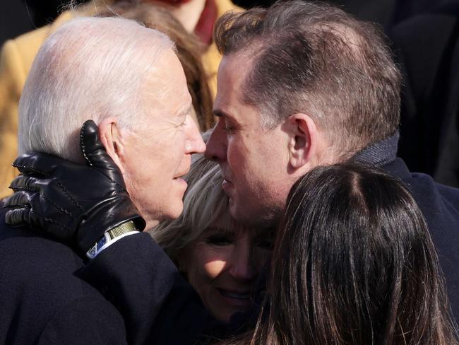 President Joe Biden hugs his son Hunter Biden. Picture: AFP