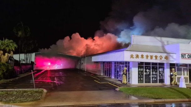 NT Oriental Emporium was engulfed in flames on Thursday morning. Picture: SUPPLIED