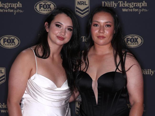 NRLW Dally M winner Raecene McGregor (R) of the Sydney Roosters and partner Jamie Bright. Picture: Jason McCawley/Getty Images