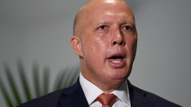 Peter Dutton has praised Christian Porter’s public appearance. Picture: NCA NewsWire / Dan Peled