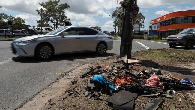 A woman and three children were taken to hospital after a crash in Milperra, at Sydney’s southwest. Picture: NCA NewsWire / Flavio Brancaleone