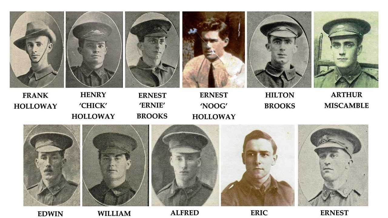 Eleven members of the extended family from Roma that fought in the Great War. Picture: Adam Halloway