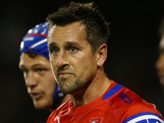 SYDNEY, AUSTRALIA - AUGUST 24:  Mitchell Pearce of the Knights looks on after another Tigers try during the round 23 NRL match between the Wests Tigers and the Newcastle Knights at Campbelltown Stadium on August 24, 2019 in Sydney, Australia. (Photo by Matt Blyth/Getty Images)