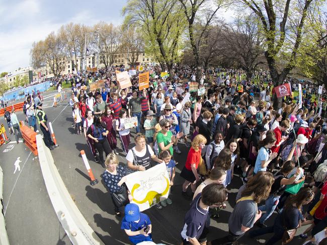 Climate strike rally in Hobart. Picture: RICHARD JUPE
