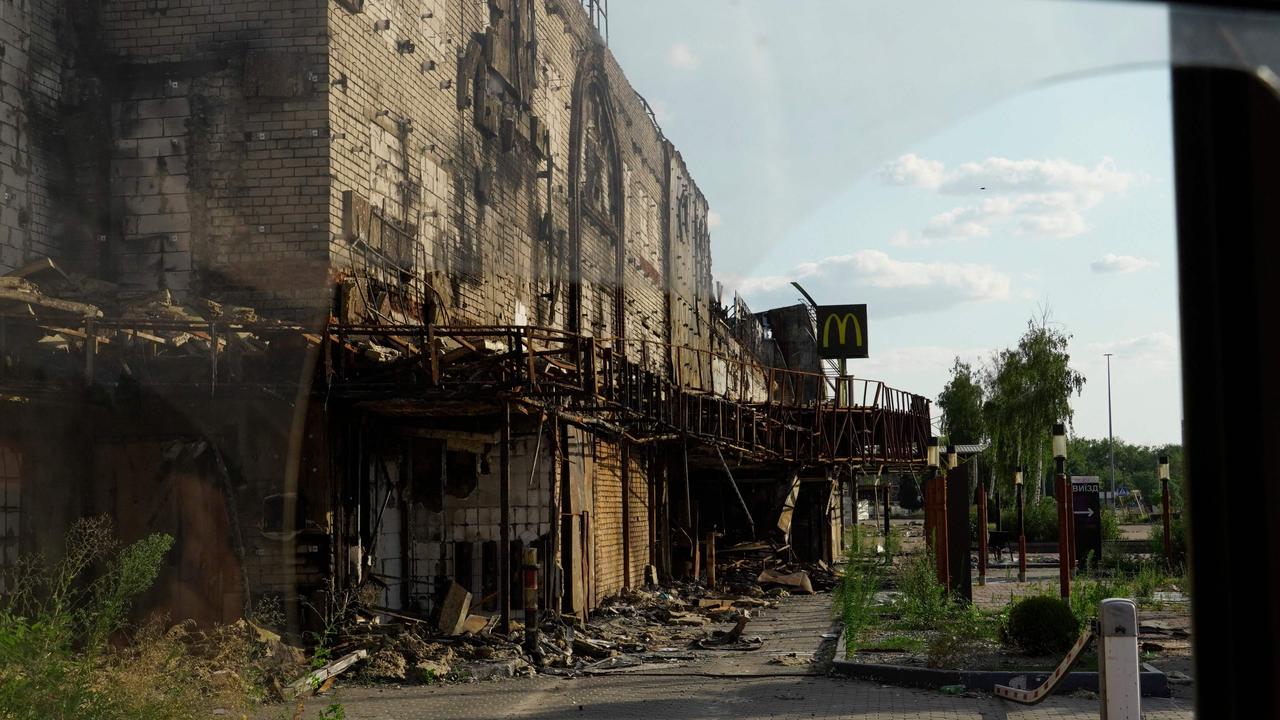 A view of the destroyed Fabrika shopping mall in the city of Kherson. Picture: AFP