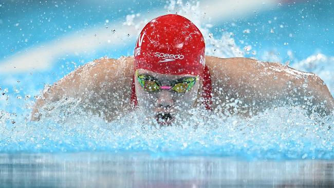 China's Zhang Yufei competes in   a heat of the women's 100m butterfly swimming event during the Paris 2024 Olympic Games at the Paris La Defense Arena in Nanterre, west of Paris, on July 27, 2024. (Photo by Jonathan NACKSTRAND / AFP)