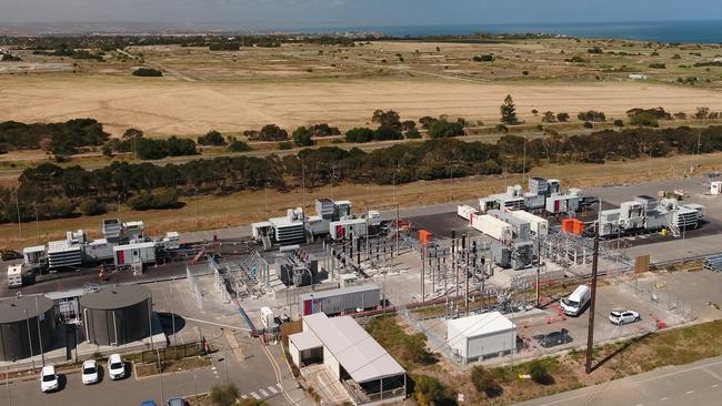 Diesel generators at the Lonsdale site of the Adelaide Desalination Plant. Picture: APR Energy