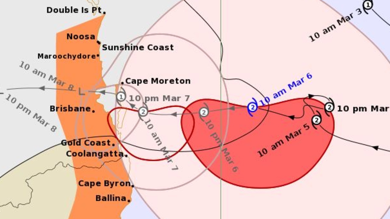 The Cyclone Alfred track map.