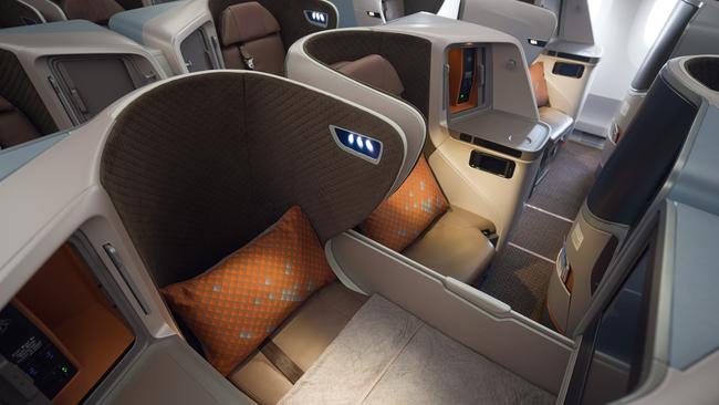 Singapore Airlines business class on the Airbus A350-900.