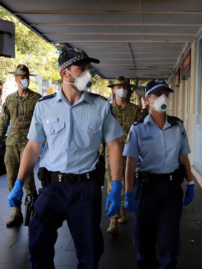 ADF officers join police in enforcing restrictions. Picture: NSW Police.