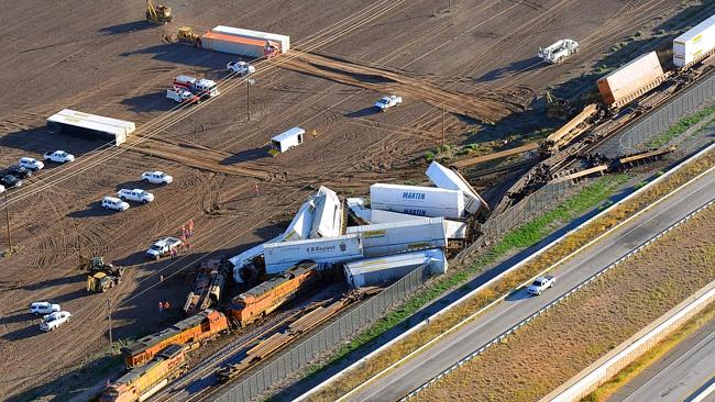 Four crew injured as three freight trains collide | news.com.au ...