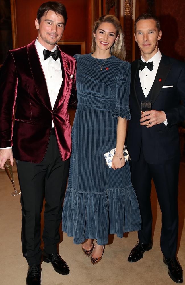 Josh Hartnett with longtime partner Tamsin Egerton and Benedict Cumberbatch at a dinner to celebrate The Prince’s Trust, hosted by Prince Charles at Buckingham Palace in 2019. Picture: Chris Jackson – WPA Pool/Getty Images