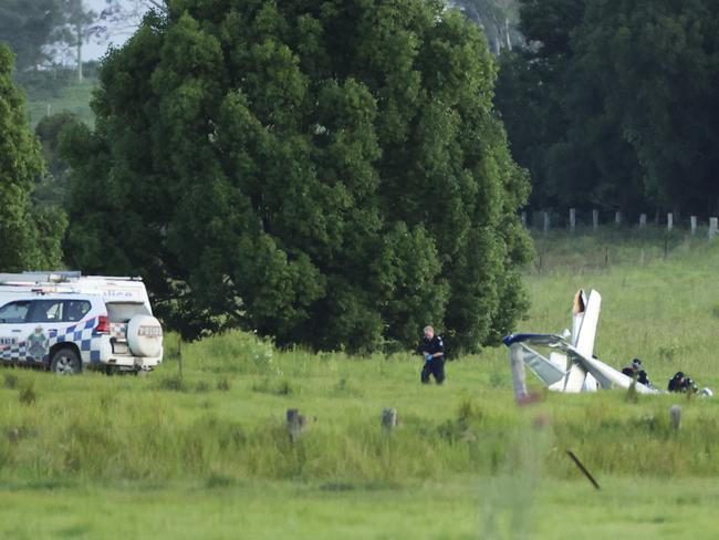 Police at the crash site on Wednesday. Picture: Lachie Millard