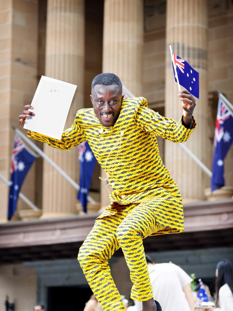 Isaac Boakye, from Brisbane and originally from Ghana, at the citizenship ceremony at Brisbane City Hall - Photo Steve Pohlner