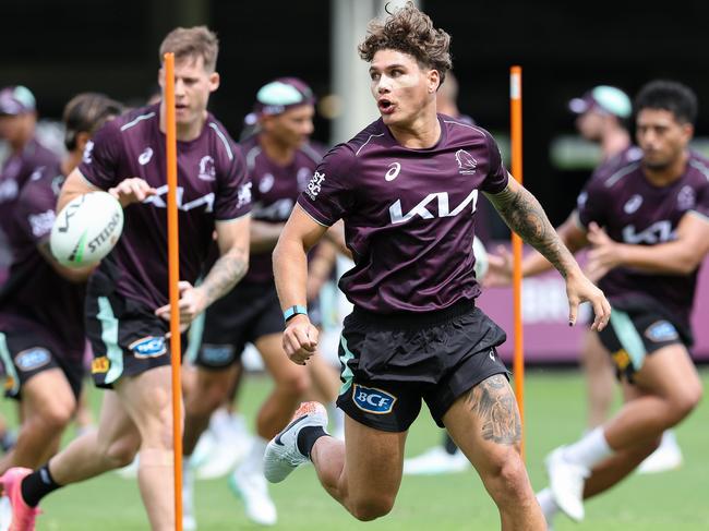 Reece Walsh and the Brisbane Broncos main squad players return to training at Red Hill. Pics Adam Head