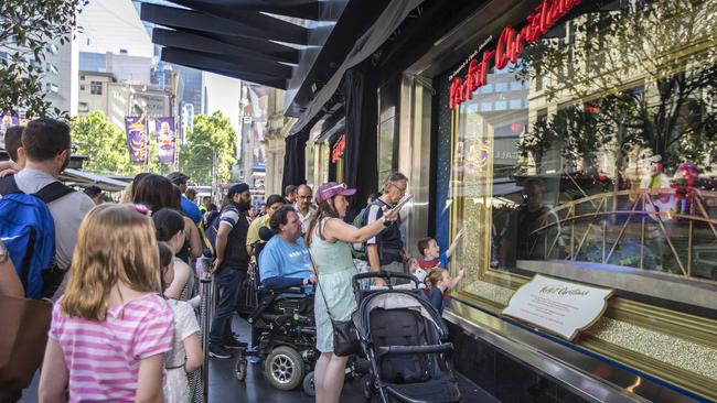 Visiting the Myer Christmas window has been a Melbourne tradition since the 1950s. Picture: Sarah Matray