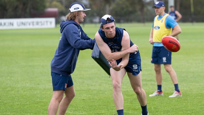 Max Holmes at pre-season training. Picture: Brad Fleet