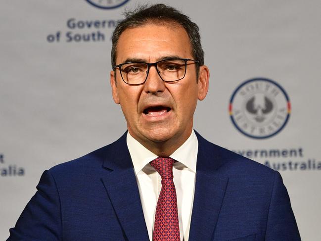 South Australian Premier Steven Marshall speaks to the media at the State Administration centre in Adelaide, Wednesday, March 11, 2020. The Premier has announced an economic stimulus to counter the coronavirus. (AAP Image/David Mariuz) NO ARCHIVING