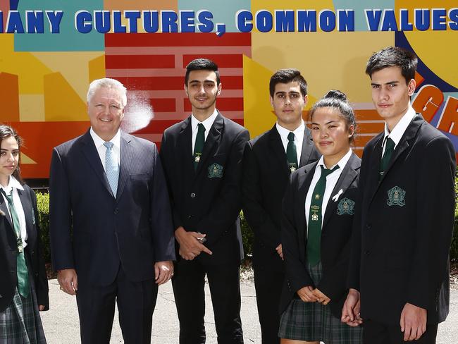 Strathfield South High school students with Mr Paterson.