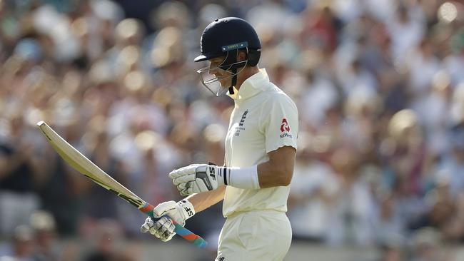 Joe Denly trudges off after being dismissed for 94. Picture: Getty Images