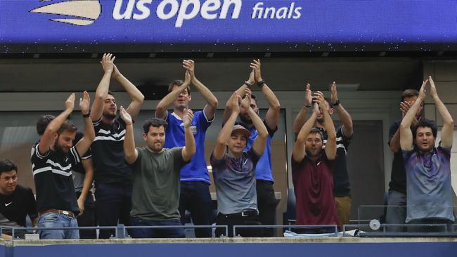 Juan Martin del Potro’s cheer squad in action during the final. Picture: AP