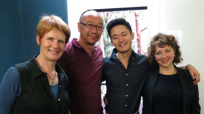 The late author Jesse Blackadder with executive producer Tony Ayres, writer Benjamin Law and producer Julie Eckersley at a 2015 Books to Screen event.