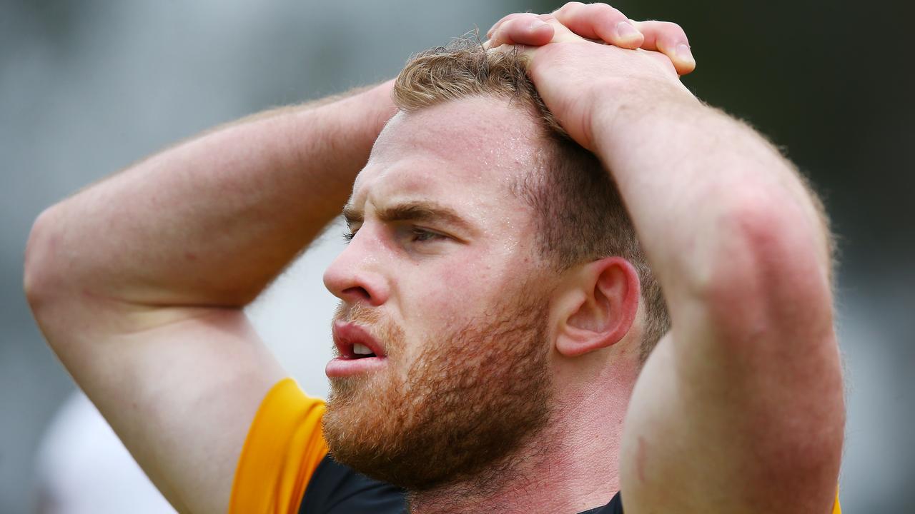 Tom Mitchell is no certainty to return for Round 1 2020 after his horrific broken leg. Photo: Michael Dodge/Getty Images.