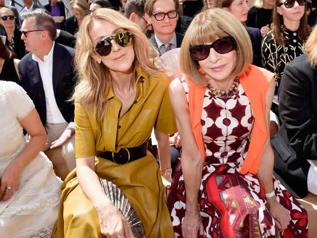 Celine Dion with Vogue magazine editor Anna Wintour at the Christian Dior Haute Couture Fall/Winter 2017-2018 show in Paris, France. Picture: Victor Boyko/Getty Images for Christian Dior