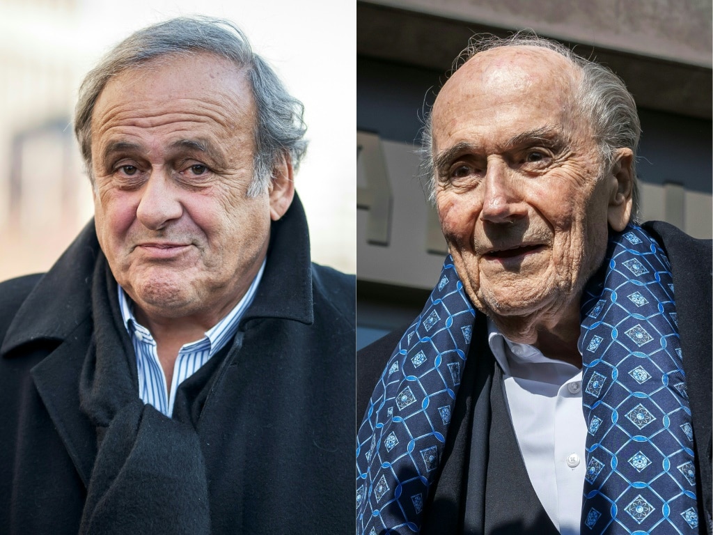 Former UEFA president Michel Platini (L) and ex-FIFA supremo Sepp Blatter were acquitted on appeal by a Swiss court in a long-running corruption case