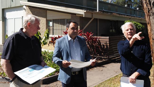 Coffs Harbour MP Gurmesh Singh with Coffs Harbour Showground Land Managers Board secretary John Clark (left) and Showground manager Steve Sullivan.