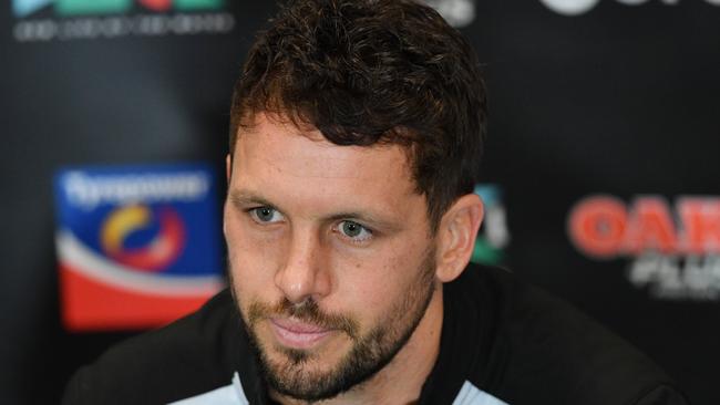 Travis Boak of the Power speaks to the media after a training session at Adelaide Oval on Tuesday. Picture: AAP Image/David Mariuz