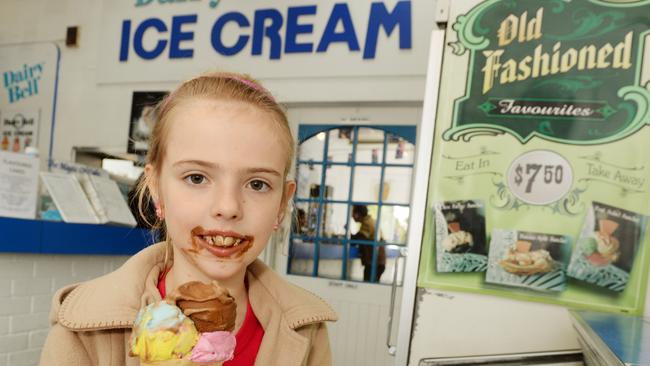 Priya Simons, 7, from East Malvern. Dairy Bell Ice Cream in East Malvern is closing down Picture: Kris Reichl