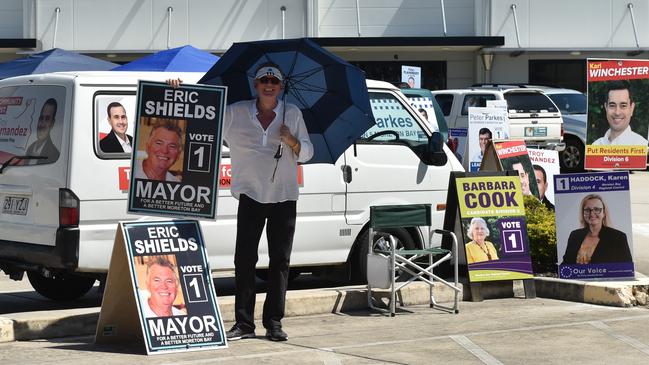 Mayor candidate Eric Shields at the early voting at Deception Bay on March 20. Picture: David Alexander