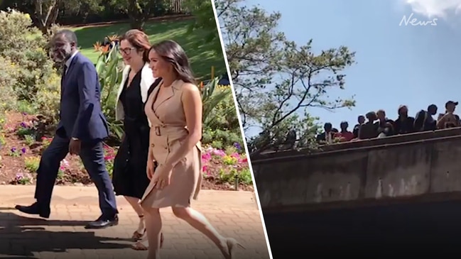 Meghan's movie star entrance at South African university