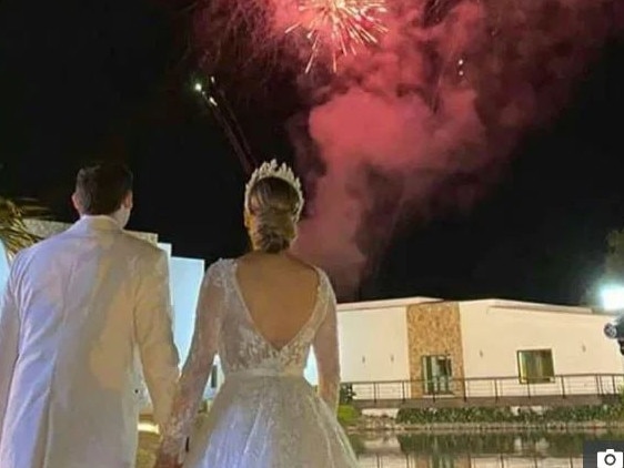 The couple’s wedding reception featured fireworks. Picture: Instagram