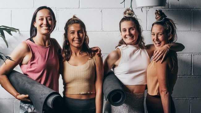 Ebony Zander of YourIntention, Alli Jaye of MellowTribe Yoga, Eden Hookway-Jones of Om Yeah Yoga and Rebecca Wilson of YoungYogis Yoga. The yoga teachers are all working from Om Yeah Yoga space in Coffs Harbour. Photo: Hayley Carlisle/Carlisle Photography.