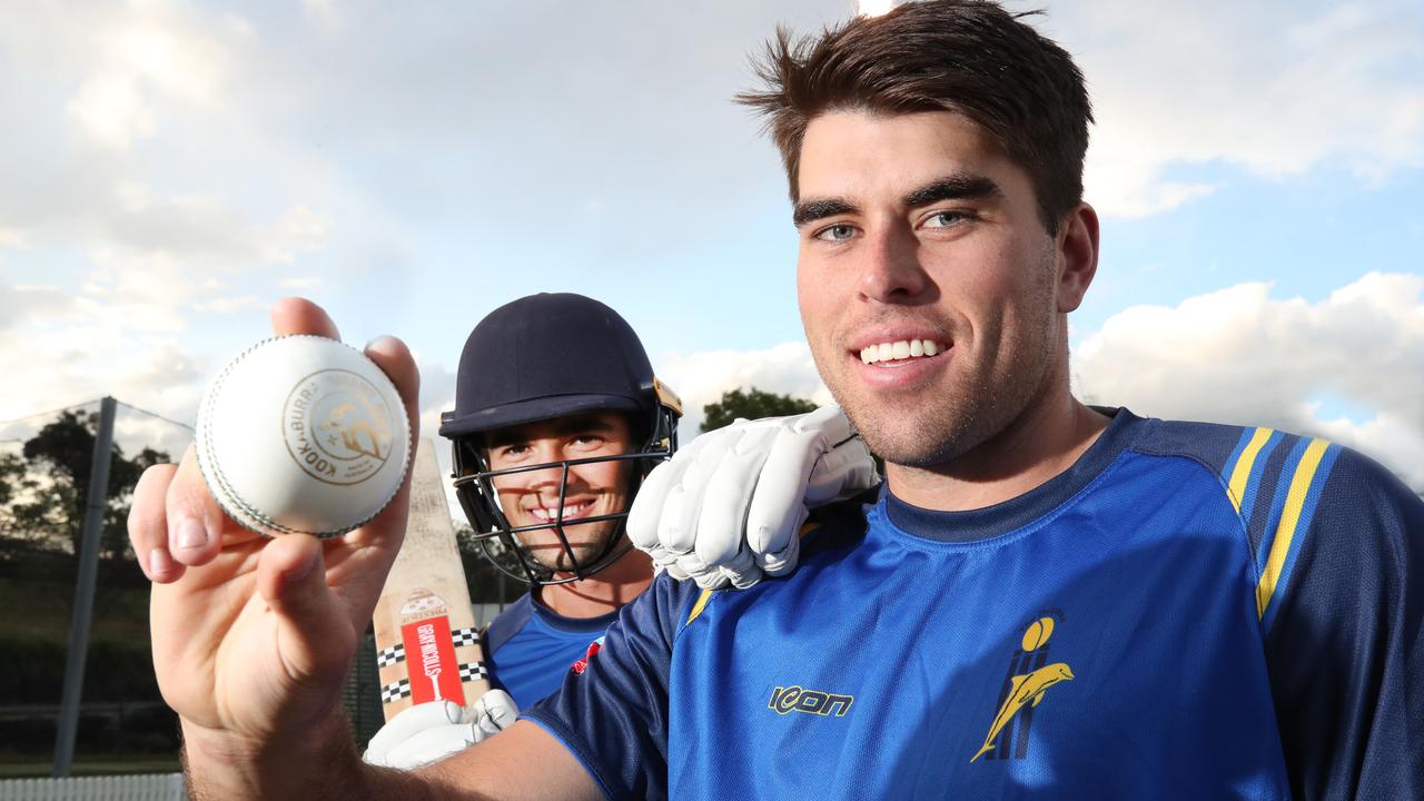 Gold Coast Dolphins bowler Xavier Bartlett and batsman Hugo Burdon. Picture Glenn Hampson