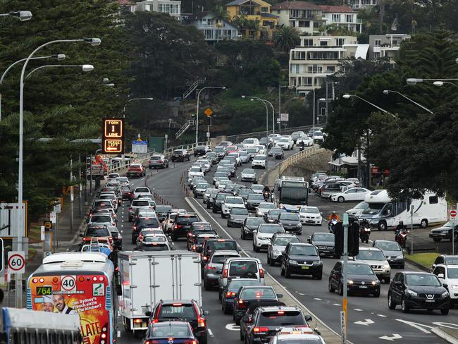 Traffic jams on the Spit Bridge during the morning peak. Picture: Braden Fastier