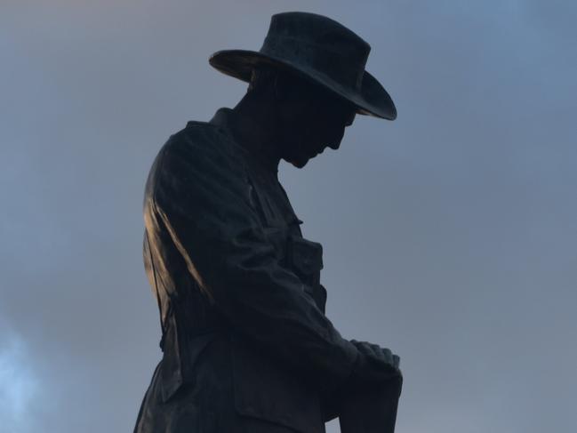 REMEMBRANCE: Picture of the digger statue at the Anzac cenotaph in Dalby, Queensland. Picture: Michael Doyle