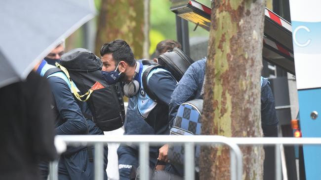 The Indian cricket team arriving at the Park Hyatt Melbourne. Picture: Josie Hayden