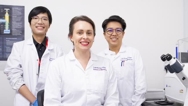 Assistant Professor Anna Barron with members of her research team. Picture: NTU Singapore