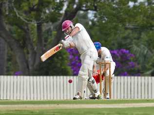 BIG KNOCK: Chris Gillam scored 97 to help Western District to 6-290 on day one of their game against Highfields Railways. Picture: Nev Madsen