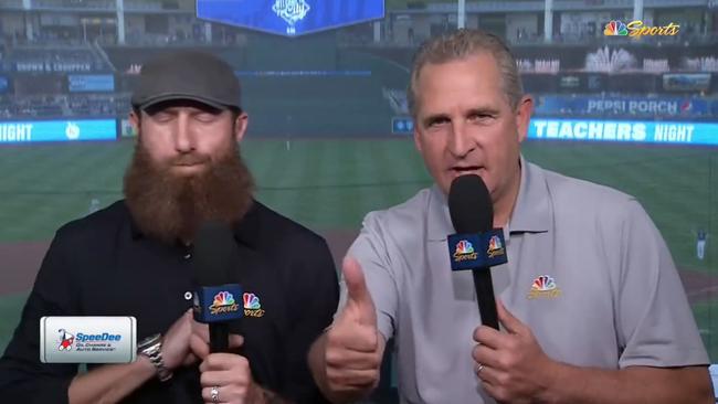 A’s broadcaster Glen Kuiper made a horrendous on-air mistake. Pic: NBC Sports