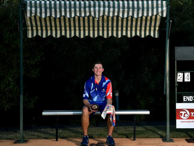 Lawn bowler Zac Corr-Johnson poses for a photo at St Johns Park Bowling Club, St Johns Park, Sydney, Friday, Aug. 25, 2017. Ê(AAP Image/Joel Carrett)