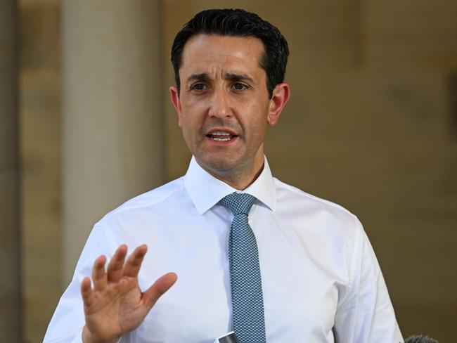 31/01/2023: Leader of the Opposition David Crisafulli during a news conference (along with AMAQ President Dr Maria Boulton, Royal Australian College of General Practitioners Queensland Chair Dr Bruce Willett and a local doctor, Aaron Chambers), at Parliament House, Brisbane. Pic Lyndon Mechielsen/Courier Mail