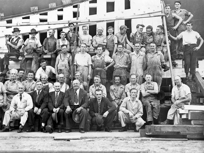 Do you recognise any of these men? Dry dock workers, 1966. on Cockatoo Island. 