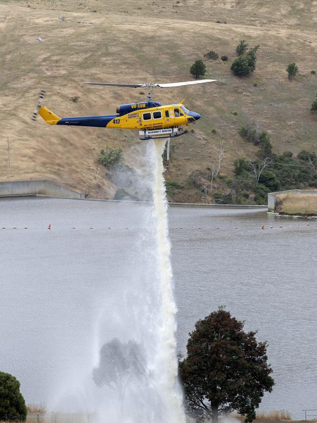 Aviation firefighting fleet demonstration at Colebrook, Bell 214B. Picture: Chris Kidd