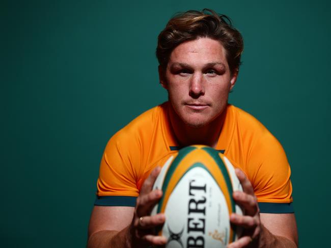 GOLD COAST, AUSTRALIA - JUNE 26: Michael Hooper poses during a Wallabies Rugby Championship Headshots Session at Sanctuary Cove on June 26, 2023 in Gold Coast, Australia. (Photo by Chris Hyde/Getty Images)